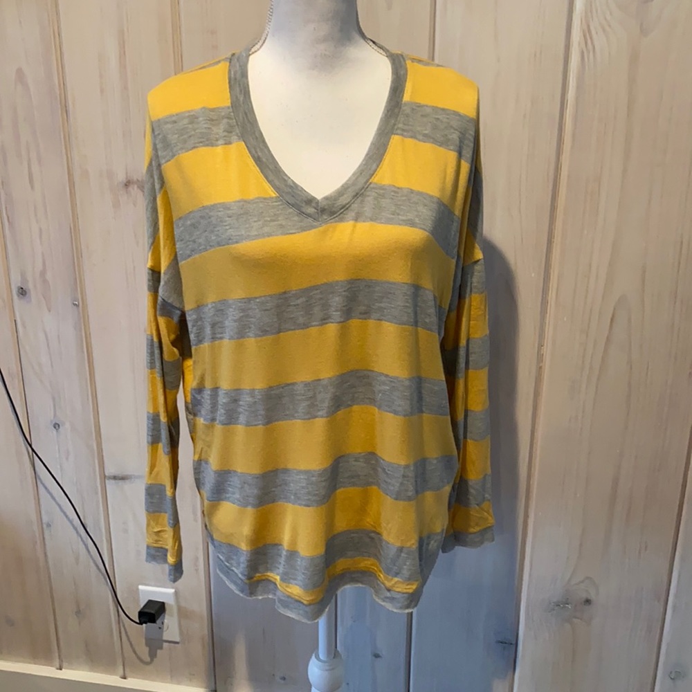 Striped gray and yellow Socialite sweater